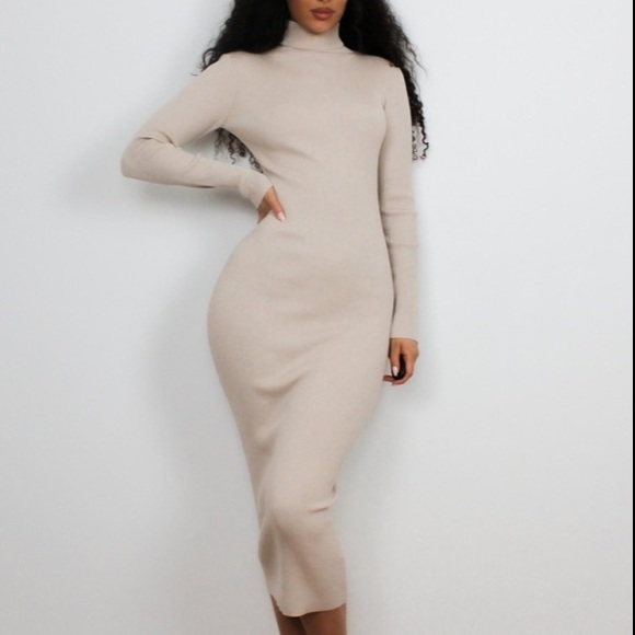 Missguided nude ribbed midaxi dress - Picture 1 of 3